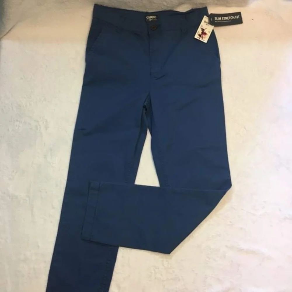OshKosh B'gosh‎ Boys Chino Pants Size 12 Blue New Slim Stretch Fit Trousers